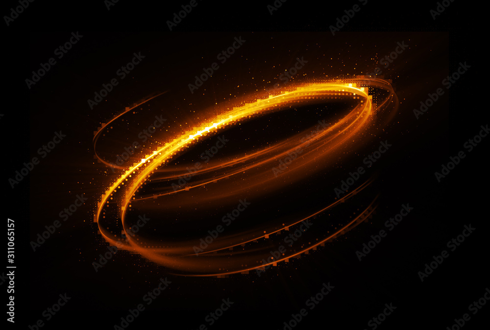 Wall mural glow swirl light effect. circular lens flare. abstract rotational lines. power energy element. lumin