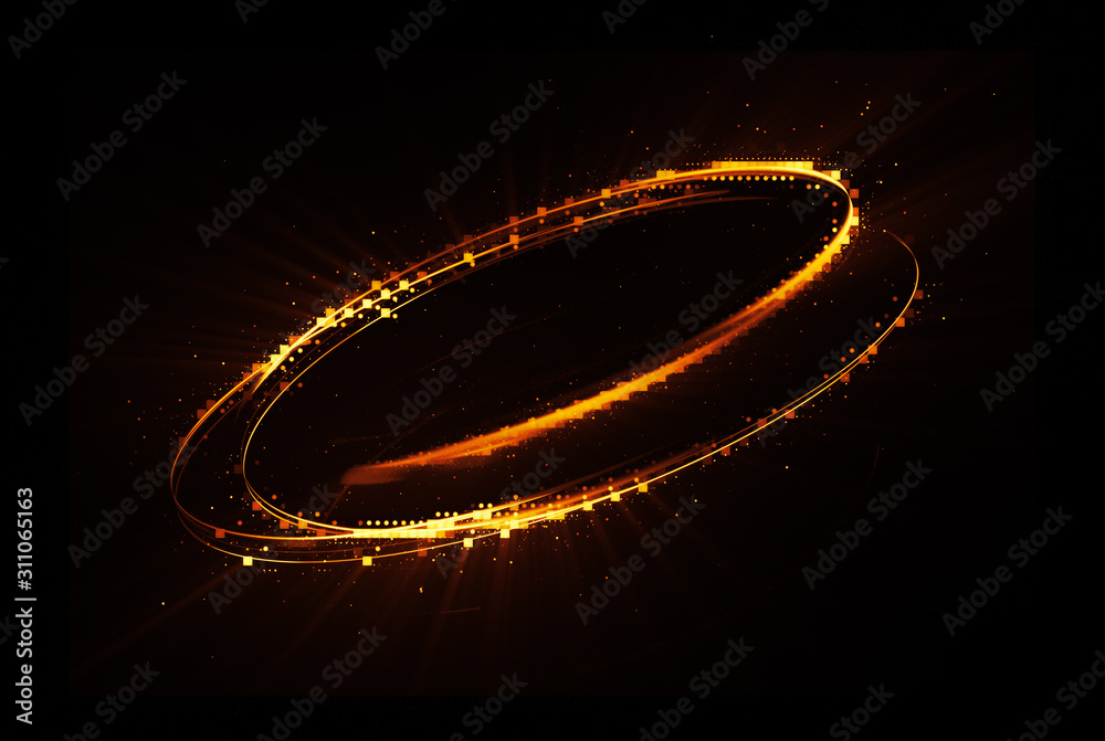 Wall mural glow swirl light effect. circular lens flare. abstract rotational lines. power energy element. lumin