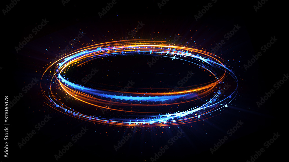 Wall mural glow swirl light effect. circular lens flare. abstract rotational lines. power energy element. lumin