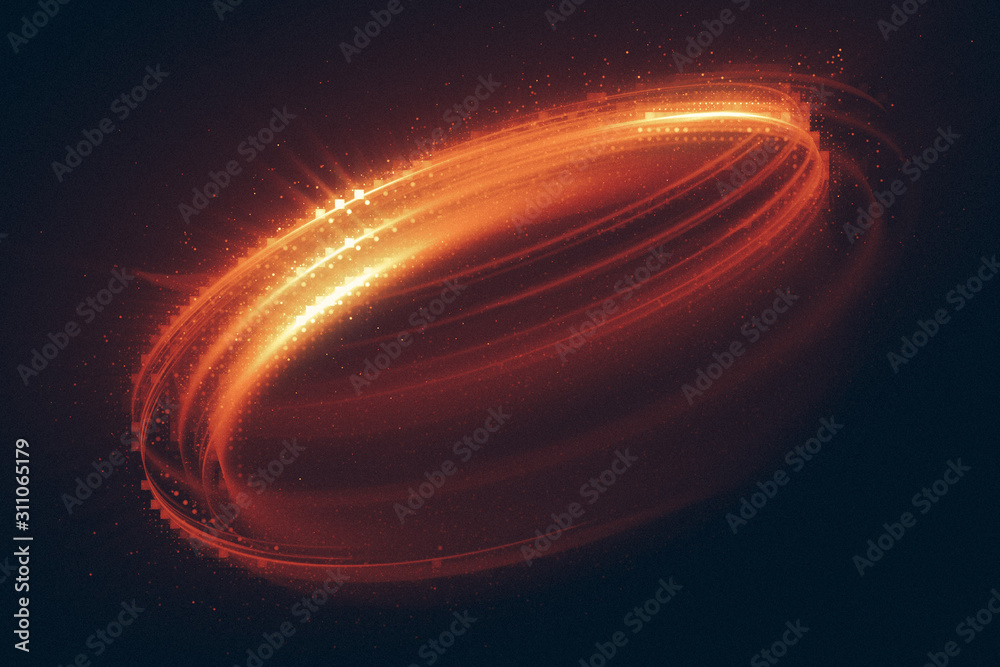 Wall mural glow swirl light effect. circular lens flare. abstract rotational lines. power energy element. lumin