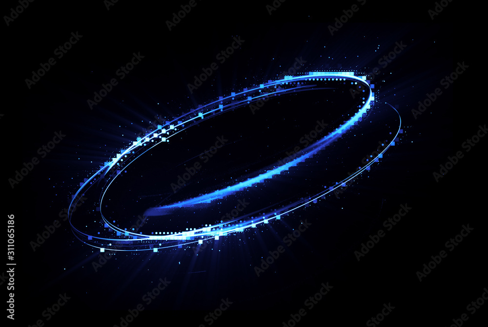 Wall mural glow swirl light effect. circular lens flare. abstract rotational lines. power energy element. lumin