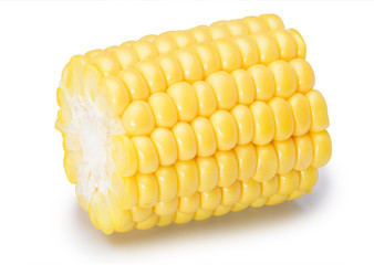 parts of corn with highlights isolate on white, with clipping path