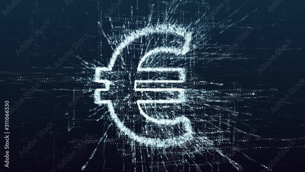 Canvas Prints symbol of electronic money. the euro in the digital global network. protection and coding of non-cas
