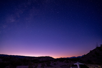 Stars fill the sky over the desert of West Texas. 