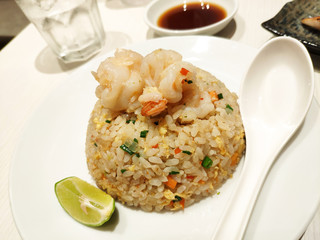 Stir Fried Rice with Shrimp,Asian Food or Thai Food .