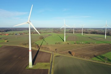 Windpark Windenergie Landwirtschaft, Luftaufnahme