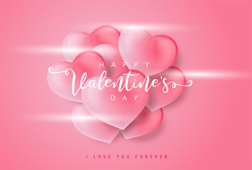 Happy Valentine's Day festive background. Vector illustration with realistic red and white. Wallpaper, flyers, invitation, posters, brochure, banners.
