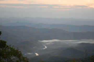 sunset over mountains