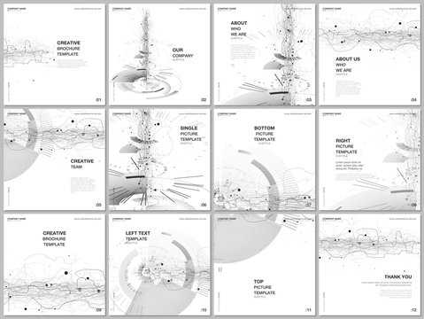 Brochure layout of square format covers design templates for square flyer leaflet, brochure design, report, magazine cover. Digital technology concept. Futuristic background for future concept.