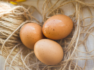 organic brown eggs in nest healty life