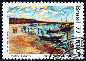Postage stamp Brazil 1977 Beach in Porto Seguro