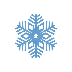 Cute Snowflake Icon vector, Christmas Holiday Winter snowflake Logo Design. Blue Snowflake Vector illustration with white Background.