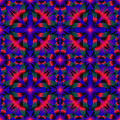 Red and blue pattern.  Seamless endless repeating multicolored bright ornament of different colors on combined background