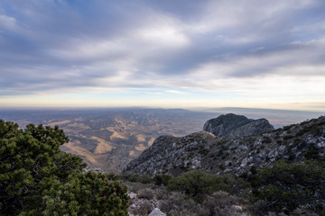 Naklejka premium Views of the mountains are always present in the deserts of West Texas. 