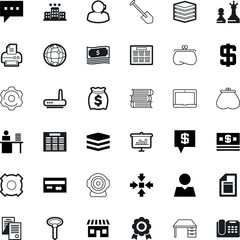 business vector icon set such as: circle, hobby, cam, garden, signature, exterior, banner, arrow, notice, contraction, logo, client, book, pc, speak, social, bubble, map, agreement, front