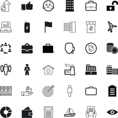 business vector icon set such as: connectivity, message, schedule, stack, carry, globe, analytics, strategy, supermarket, shoot, blank, laptop, agent, marker, luxury, present, like, aspirations, pile