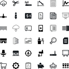business vector icon set such as: name, newsprint, lens, sitting, reportage, tool, boutique, piggybank, glass, website, account, telephone, file, employee, user, audience, target, grow, view, worker