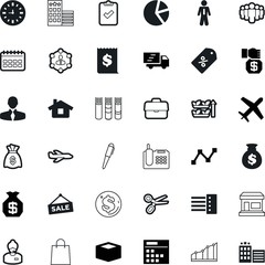business vector icon set such as: operator, forum, image, ui, technical, crowd, sticker, ticking, holding, hotline, delivery, hub, ship, tailor, letter, balance, outline, men, ip, cut, brief, car