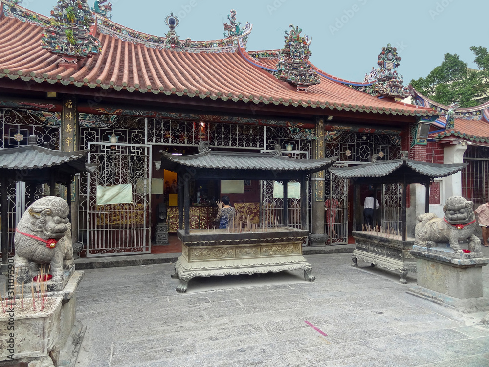 Wall mural temple at Penang island