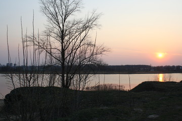 beautiful spring sunset in Belarus