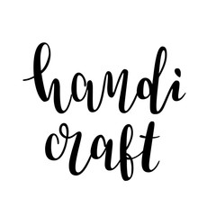Handicraft lettering logotype, brush pen handwritten calligraphy for craft and sewing lovers, isolated vector writing, good as tag, sticker, logo or print poster.