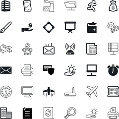 business vector icon set such as: curve, athlete, courier, person, teamwork, phone, mechanism, exchange, check, glass, secure, safe, security, fitness, banking, flight, room, lens, government, rich