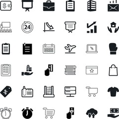 business vector icon set such as: pack, magazine, aircraft, classroom, loss, envelope, jacket, transaction, class, book, jet, beauty, economy, contour, measurement, retro, property, rich, enjoy