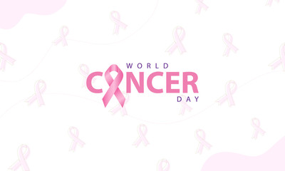 World Cancer Day with ribbon and pink color