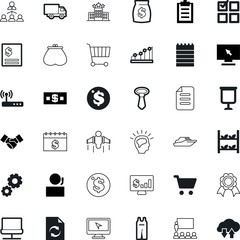 business vector icon set such as: machine, private, net, vacancy, hands, cog, quality, boat, retro, shake, text, documents, leaf, date, award, checklist, grow, hand, video, solution, classroom, enjoy