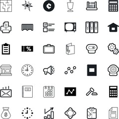 business vector icon set such as: cloth, discount, short, judgment, tuner, announcement, antique, way, green, abacus, authority, pennant, group, round, questionnaire, arithmetic, earning, barcode