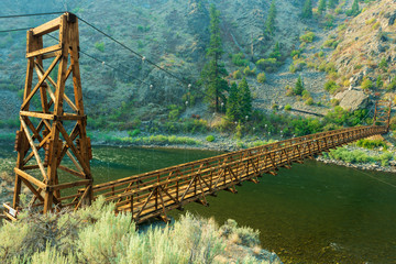 The Historic Stoddard Pack Bridge Across the Salmon River near North Fork, Idaho. The bridge was destroyed in 2017.