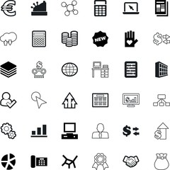 business vector icon set such as: organization, golden, touch, ring, competition, corporate, income, analytics, message, arithmetic, buildings, sale, copy, outline, forecast, earning, sticker