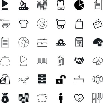 business vector icon set such as: technical, spam, mobile, safety, set, bar, curve, report, grow, connect, identification, rounded, stylish, day, wifi, keyboard, healthy, travel, pig, electronic