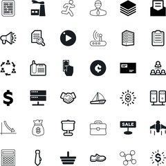 business vector icon set such as: fast, voice, magnifier, male, head, gateway, sheet, tag, industrial, correspondence, deal, employee, clothes, portfolio, power, stack, water, medium, leisure