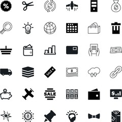 business vector icon set such as: commercial, earth, holding, yellow, ship, app, clothing, quick, zoom, storage, think, glow, bar, long, apparel, knot, organize, power, cut, view, up, magnifying