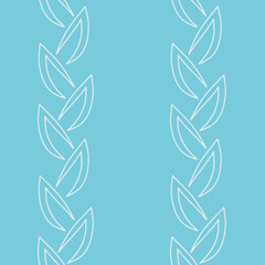 Fantasy floral hand drawn seamless pattern. Line elements on light blue background. Good for fabric, textile, wrapping paper, wallpaper, kitchen design, packaging, paper, print, etc.