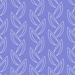 Fantasy floral hand drawn seamless pattern. Line elements on blue background. Good for fabric, textile, wrapping paper, wallpaper, kitchen design, packaging, paper, print, etc.
