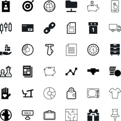 Fototapeta premium business vector icon set such as: video, alarm, paperwork, management, electronic, ball, friendship, sitting, id, antenna, chain, access, thumb, seated, gold, hobby, exchange, timer, maze, date