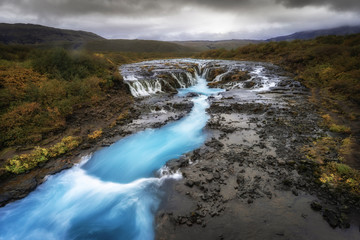 Fototapeta na wymiar Bruarfoss, the most beautyfull waterfall in Island