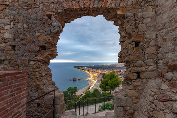 Nice village of Blanes at sunset, with a spectacular sky