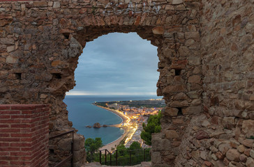 Nice village of Blanes at sunset, with a spectacular sky