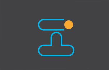 letter i logo line alphabet design icon in blue orange for business with dot