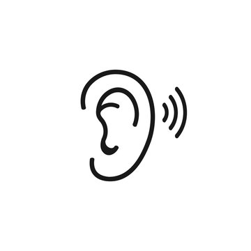 Ear icon on white background.hearing symbol Vector illustration.