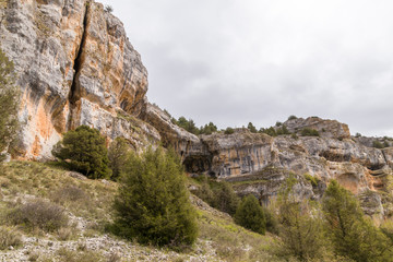 Karstic cliffs and grey sky