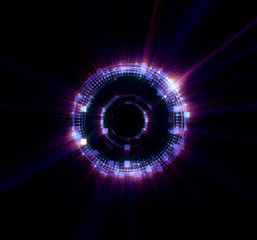 Vivid abstract background. Beautiful design of rotation frame.  .Mystical portal. Bright sphere lens. Rotating lines. Glow ring. .Magic neon ball. Led blurred swirl. Spiral glint lines.
