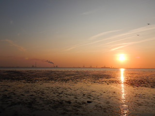 Beautiful sunset at the north sea