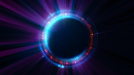 Vivid abstract background. Beautiful design of rotation frame.  .Mystical portal. Bright sphere lens. Rotating lines. Glow ring. .Magic neon ball. Led blurred swirl. Spiral glint lines.