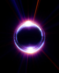 Vivid abstract background. Beautiful design of rotation frame.  .Mystical portal. Bright sphere lens. Rotating lines. Glow ring. .Magic neon ball. Led blurred swirl. Spiral glint lines.