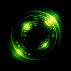 Vivid abstract background. Beautiful design of rotation frame.  .Mystical portal. Bright sphere lens. Rotating lines. Glow ring. .Magic neon ball. Led blurred swirl. Spiral glint lines.