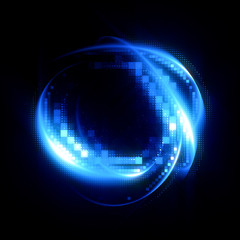 Vivid abstract background. Beautiful design of rotation frame.  .Mystical portal. Bright sphere lens. Rotating lines. Glow ring. .Magic neon ball. Led blurred swirl. Spiral glint lines.